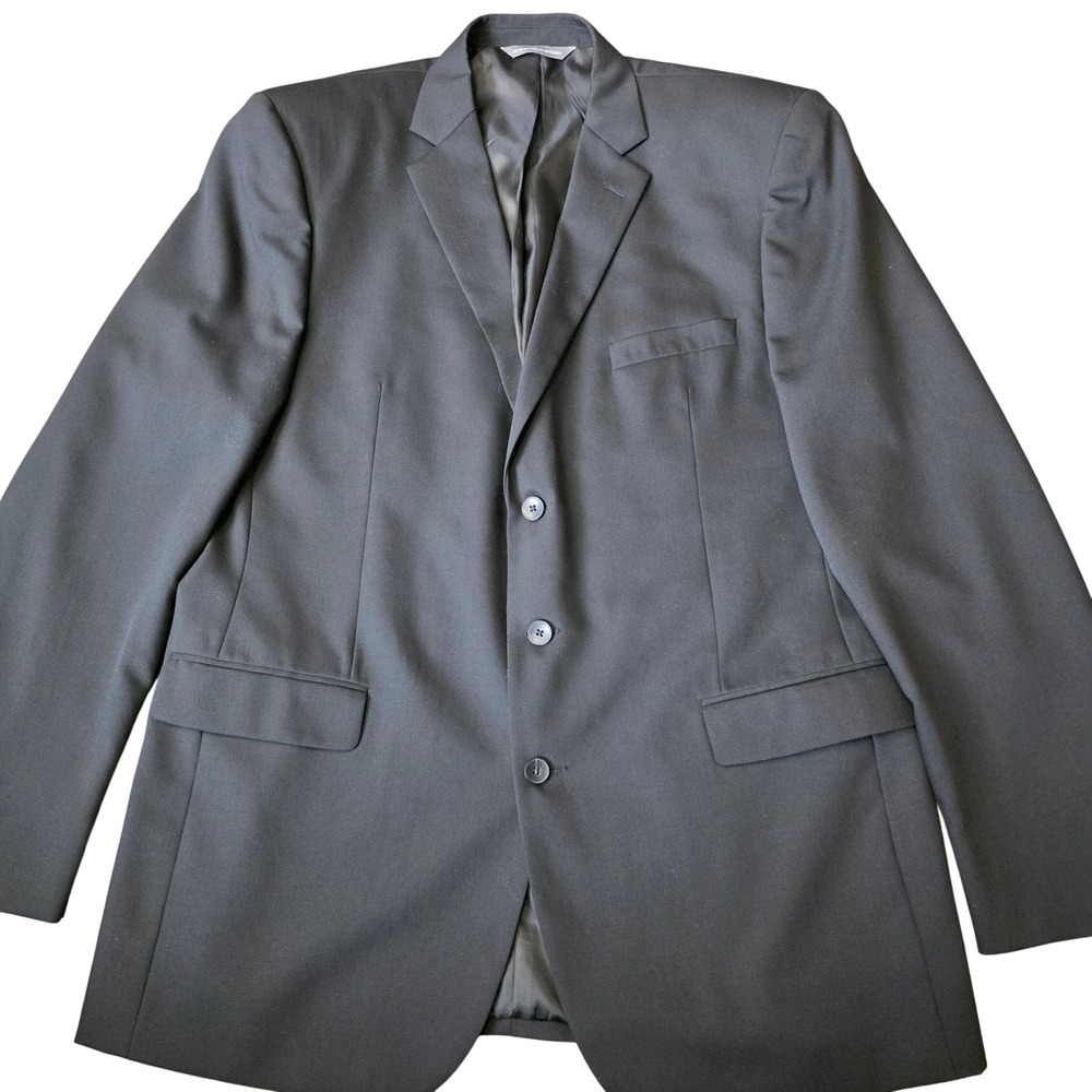 Perry‎ Ellis Portfolio Mens Black Wool Blend 3 Button Blazer Suit Jacket 46XL